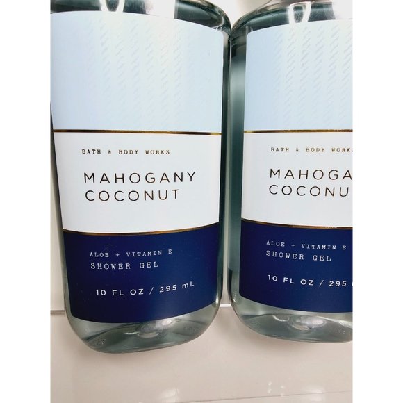 2 MAHOGANY COCONUT Bath & Body Works Aloe Vitamin E Body Wash 10oz NEW - Picture 6 of 7